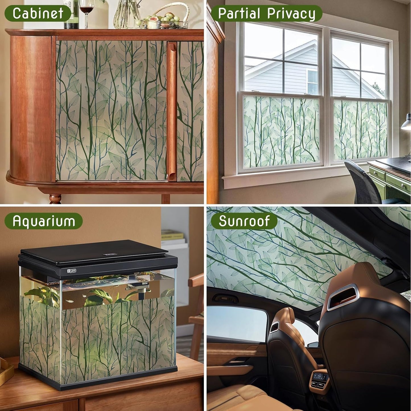 Window Film Privacy Protection (Installation Tools Included), Home Decorative Stained Glass Window Stickers, Static Cling Window Stickers (For Front Doors, Bathrooms, Glass Doors) (Dark Green, 17.7" x 78.7")