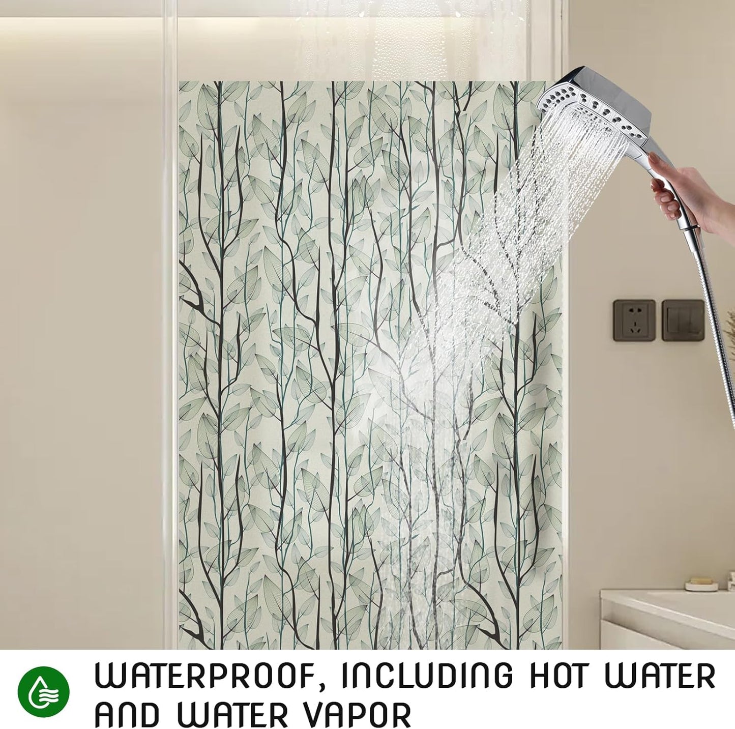 Window Film Privacy Protection (Installation Tools Included), Home Decorative Stained Glass Window Stickers, Static Cling Window Stickers (For Front Doors, Bathrooms, Glass Doors) (Dark Green, 17.7" x 78.7")